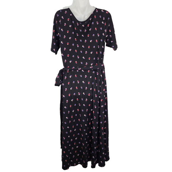 Ann Taylor Petite Wrap Dress Size 8P Floral Jersey Midi Short Sleeve V Neck NWT - Picture 2 of 11